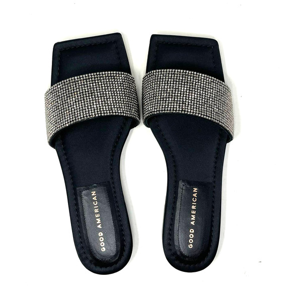 Good American Crystal Crush Standout Slide Black Size 7.5 GA126KD-X - Picture 5 of 6